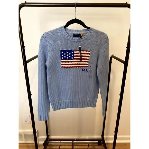 Polo Ralph Lauren American Flag Crewneck Sweater size S small - Picture 2 of 5
